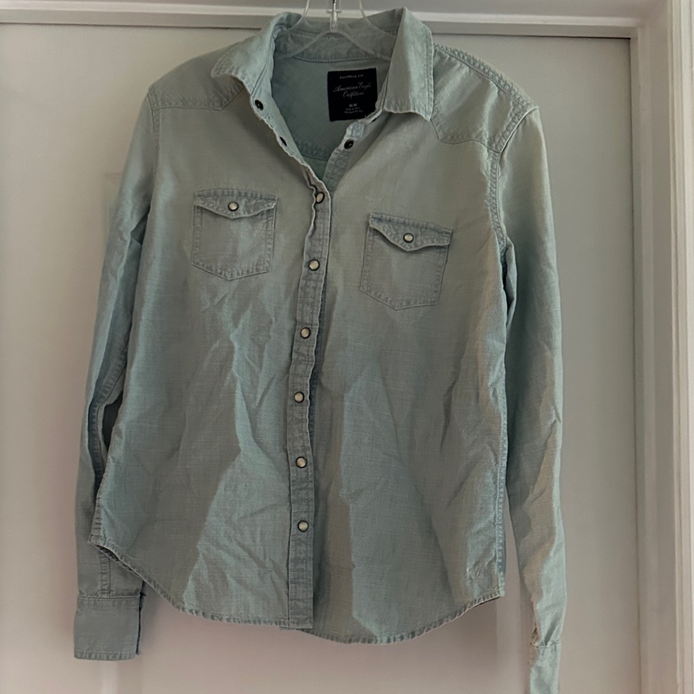 American Eagle Outfitters Blue Favorite Fit Jean Shirt